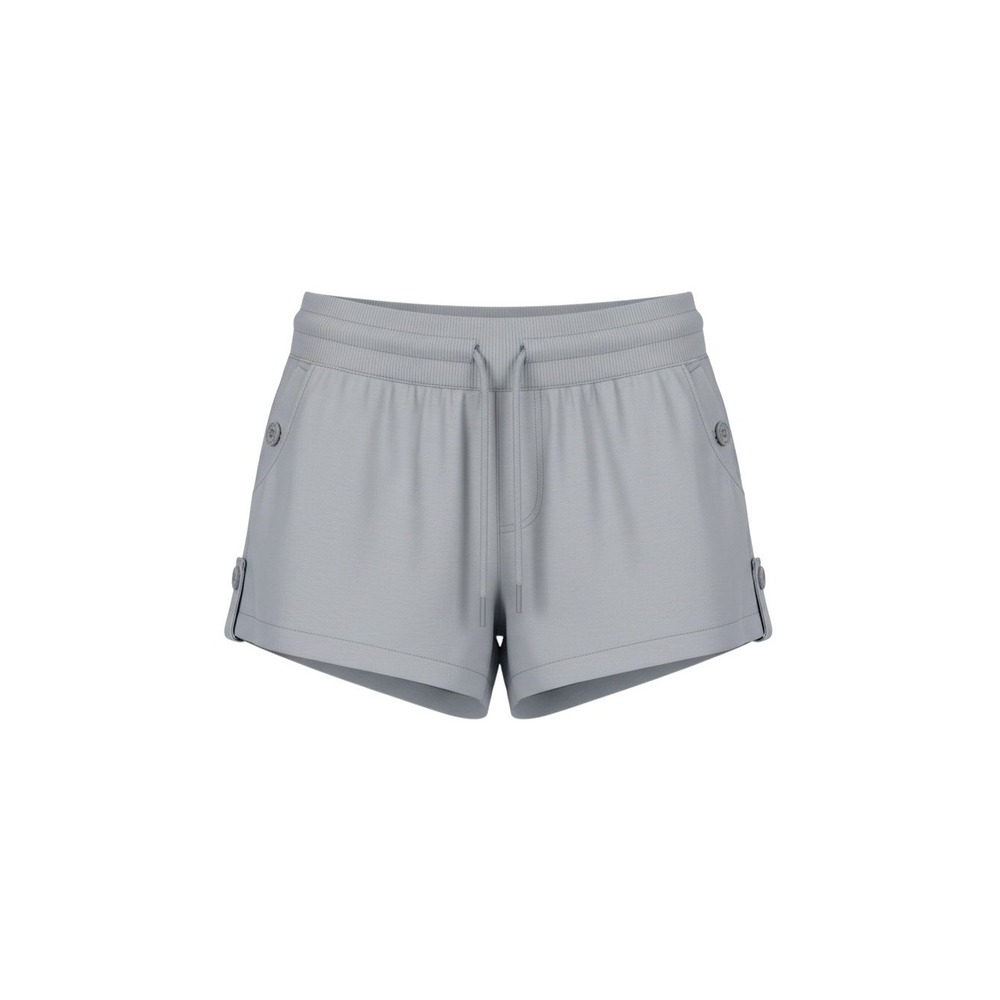 Almost Famous Shorts Womens Medium Gray Drawstring Elastic Waist Cotton Ribbed